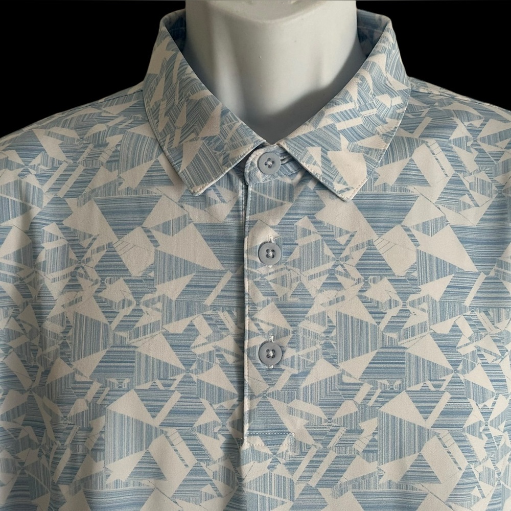 ROBERT GRAHAM MENS POLO SHIRT PERFORMANCE BLUE GEOMETRIC EMBROIDERED SKULL L - Picture 4 of 9